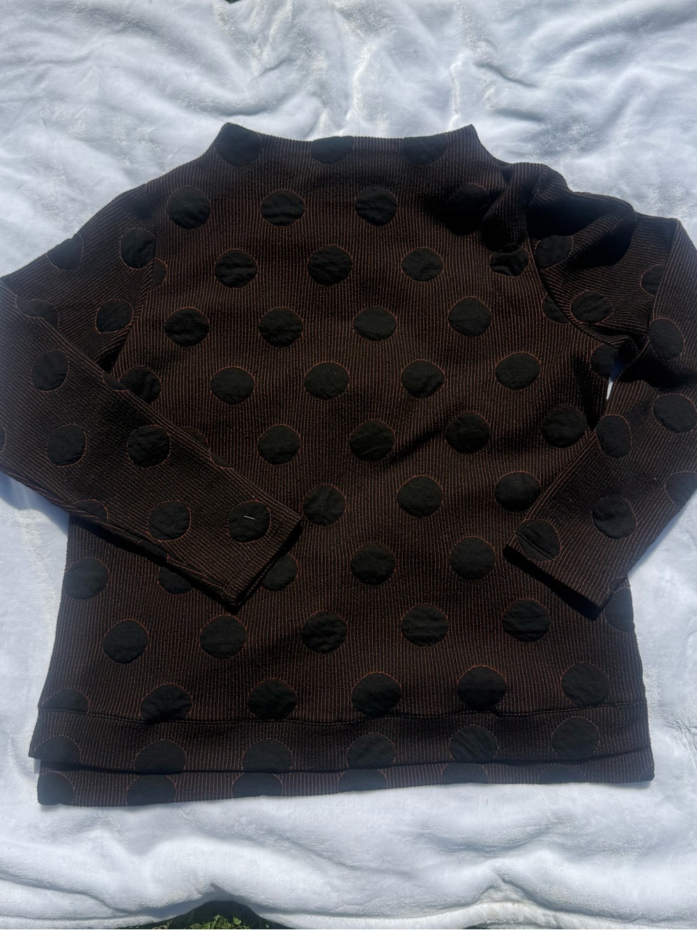 BAR by Melis Koran Women’s Brown Polka Dot Crewneck Sweatshirt